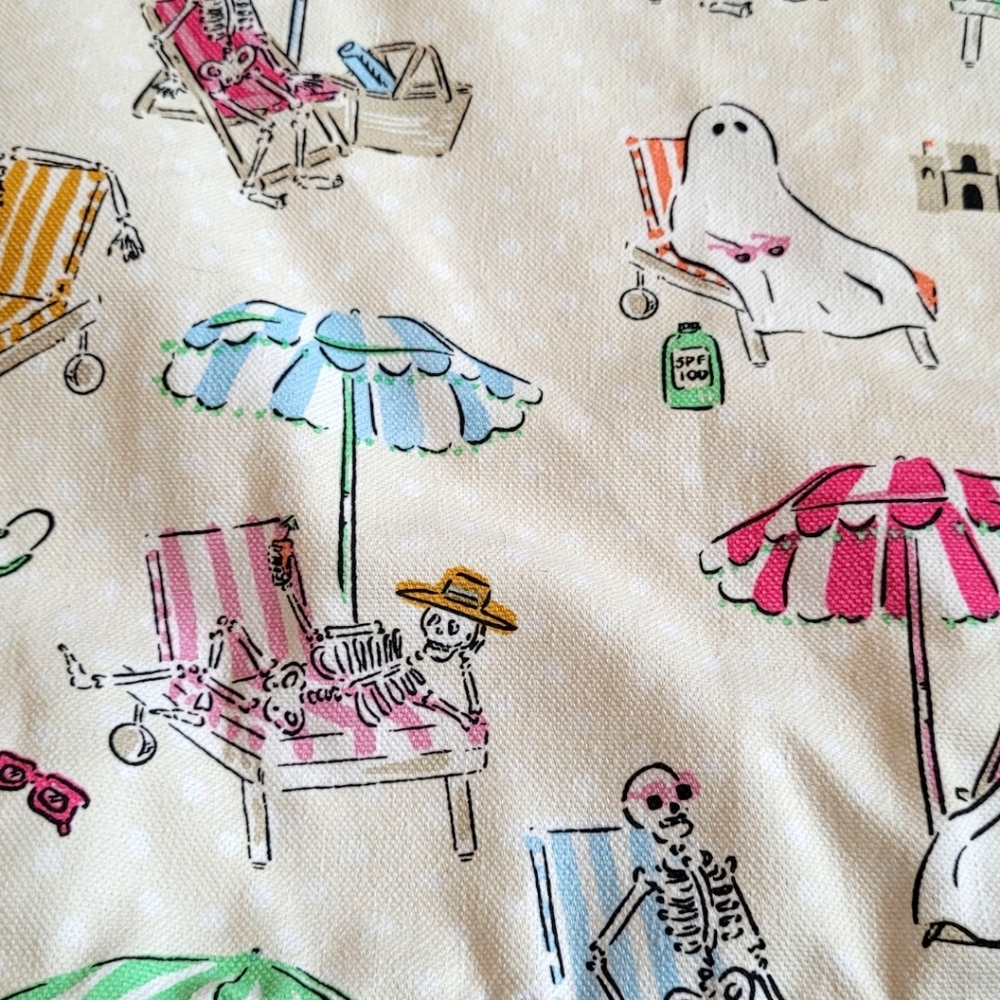 NWT Halloween Tote Skeleton Ghost Reusable Cotton Trick or Treat Bag Spooky Cute - Picture 6 of 14